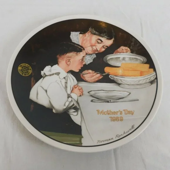Norman Rockwell Collector Plate Knowles Mother's Day 1989 “Sunday Dinner” COA - Picture 1 of 5